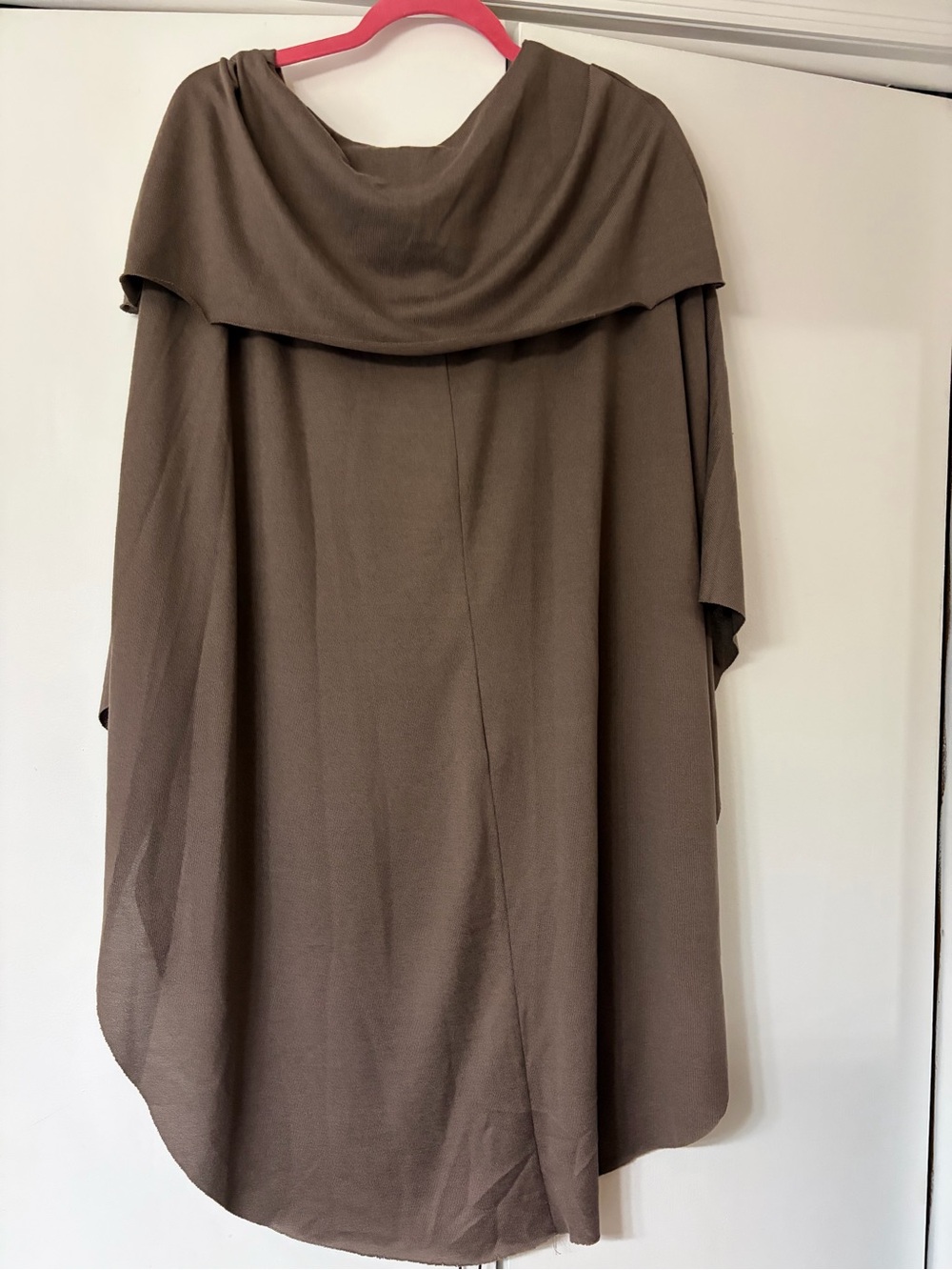 Lightweight Hooded Poncho Shrug in Taupe - Picture 5 of 5